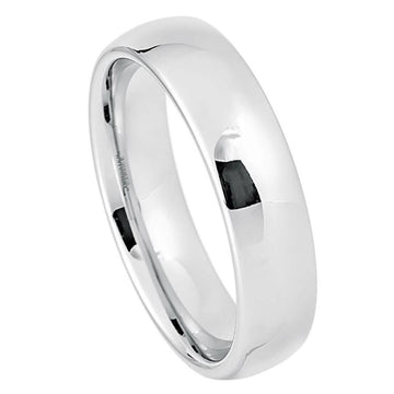 Platinum-Plated White Tungsten Ring, 6mm