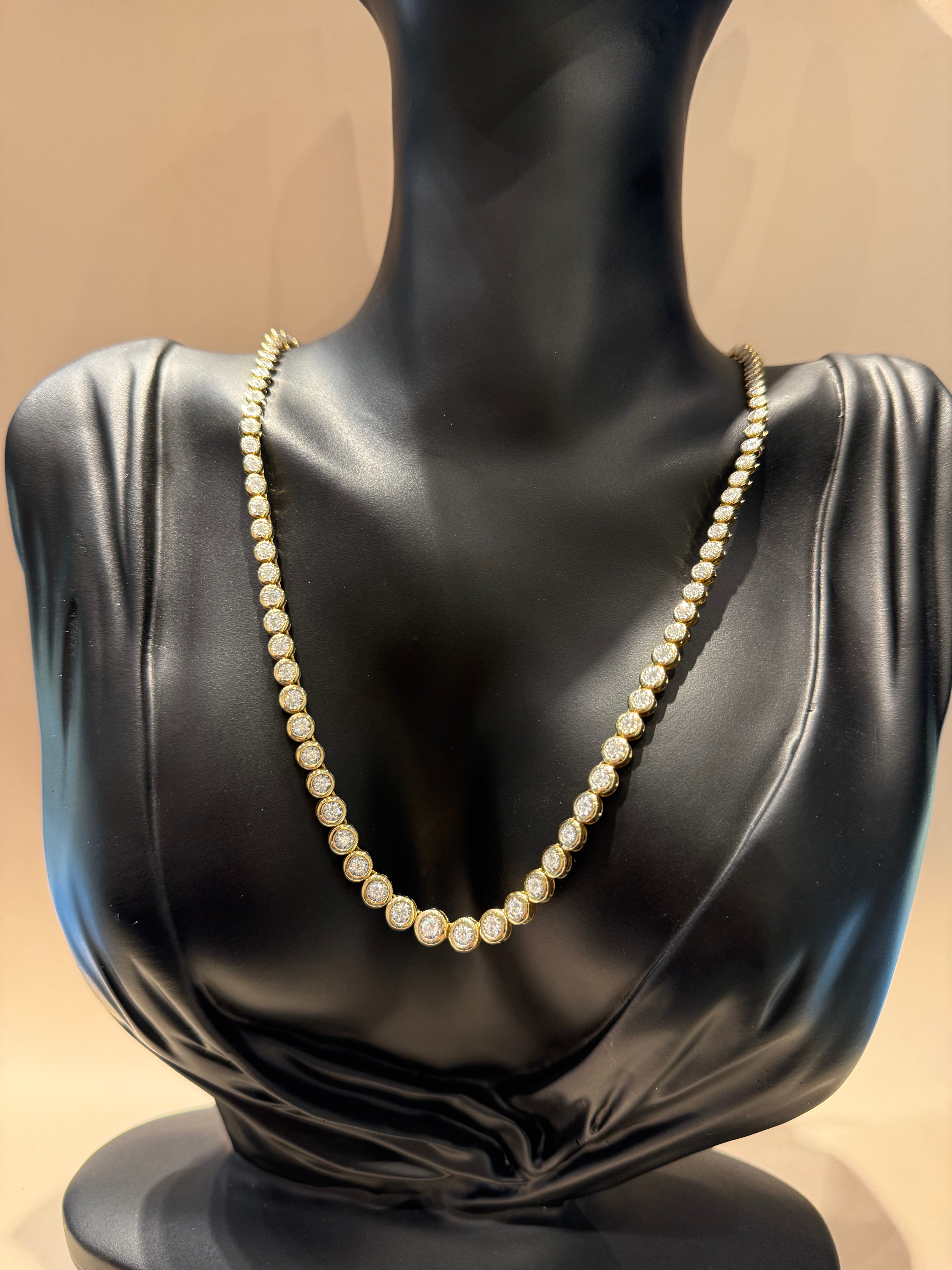 14K DIAMOND BEZEL TENNIS NECKLACE
