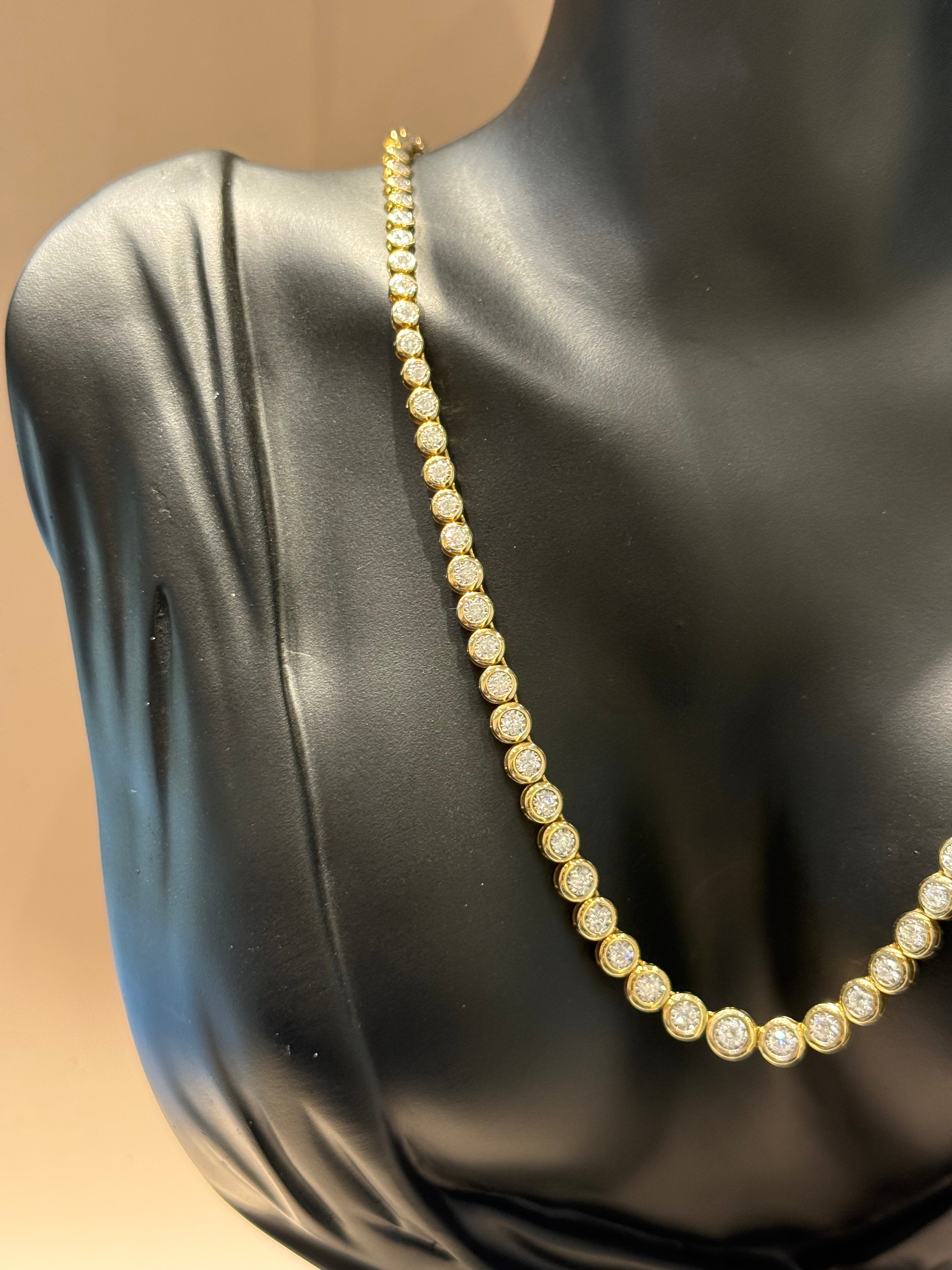 14K DIAMOND BEZEL TENNIS NECKLACE