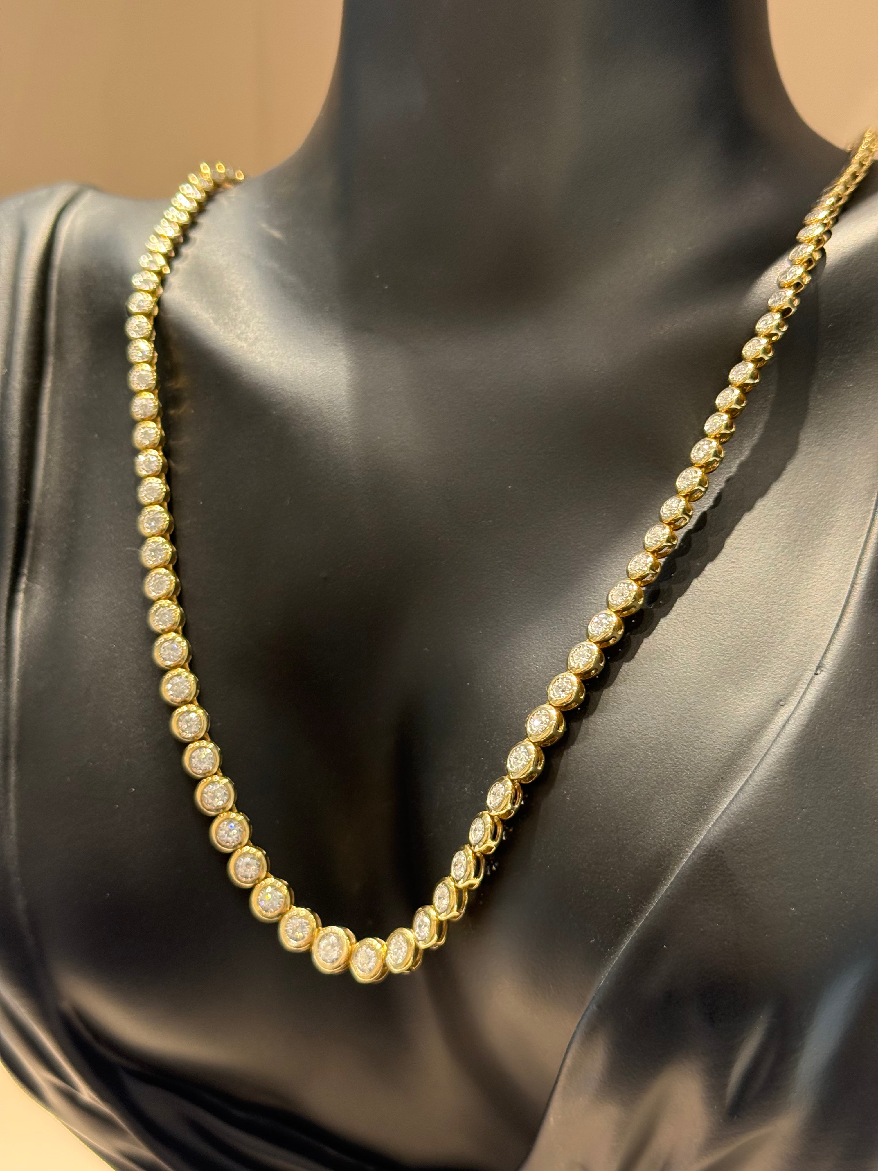 14K DIAMOND BEZEL TENNIS NECKLACE