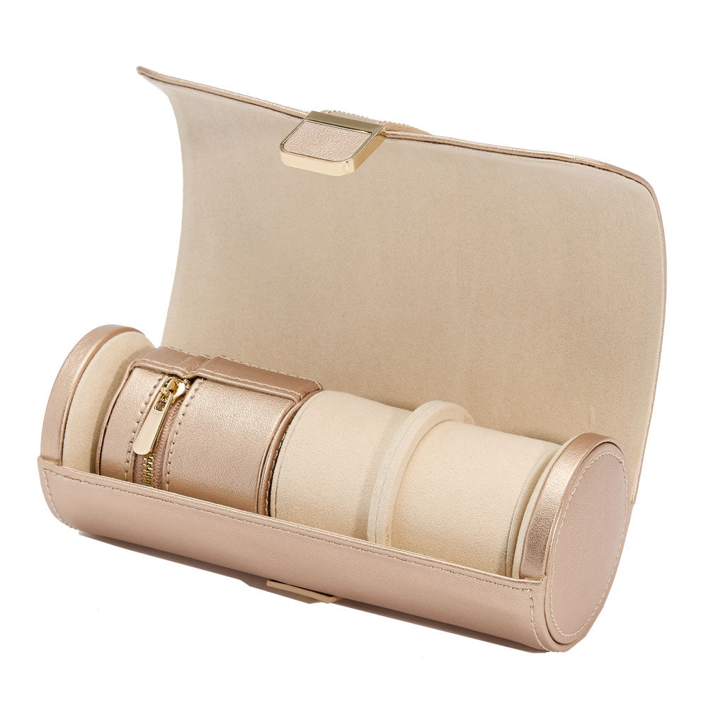 WOLF 1834 Palermo Double Watch Roll with Jewelry Pouch – Rose Gold - Image 4