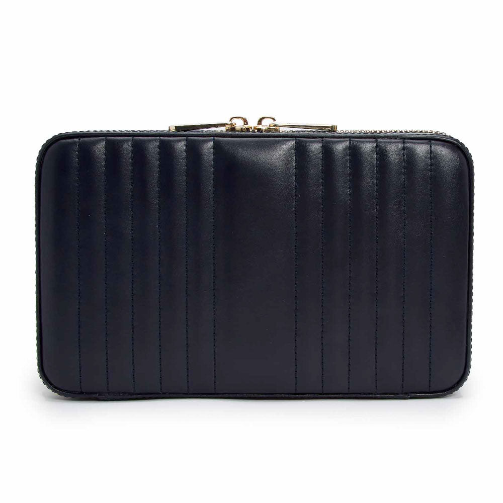 WOLF 1834 Maria Medium Zip Case – Navy Leather Jewelry Travel Case - Image 3