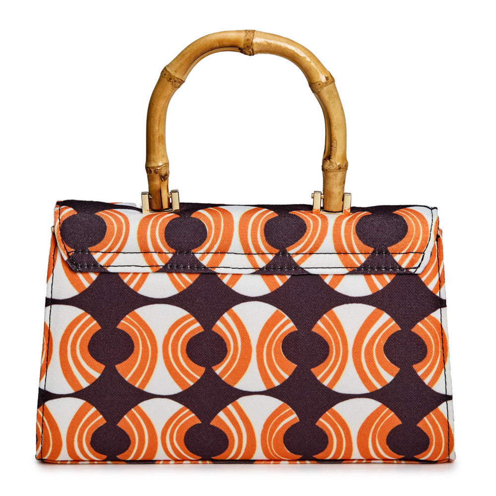 WOLF 1834 Evie Large Bag – Echo Tang Brown | Hand-Printed Occasion Bag with Bamboo Handle - Image 4