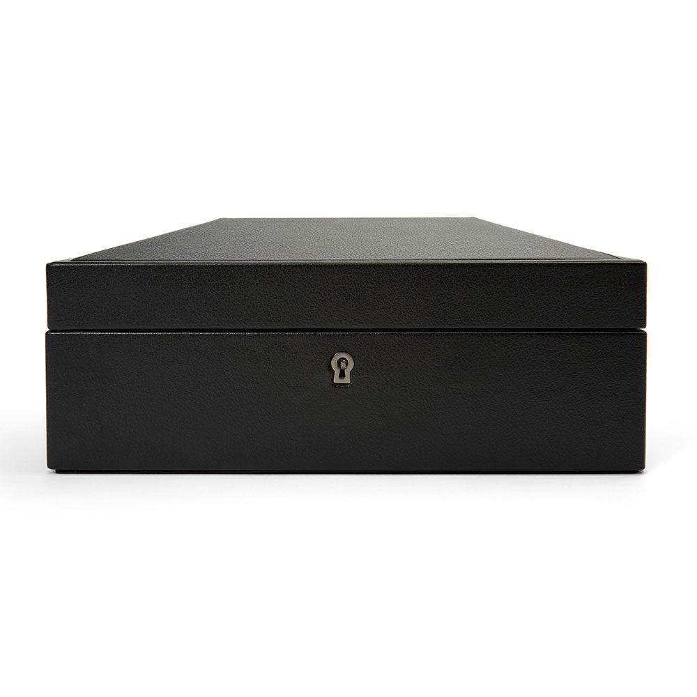 WOLF 1834 British Racing 8‑Piece Watch Box – Black Vegan Leather - Image 1