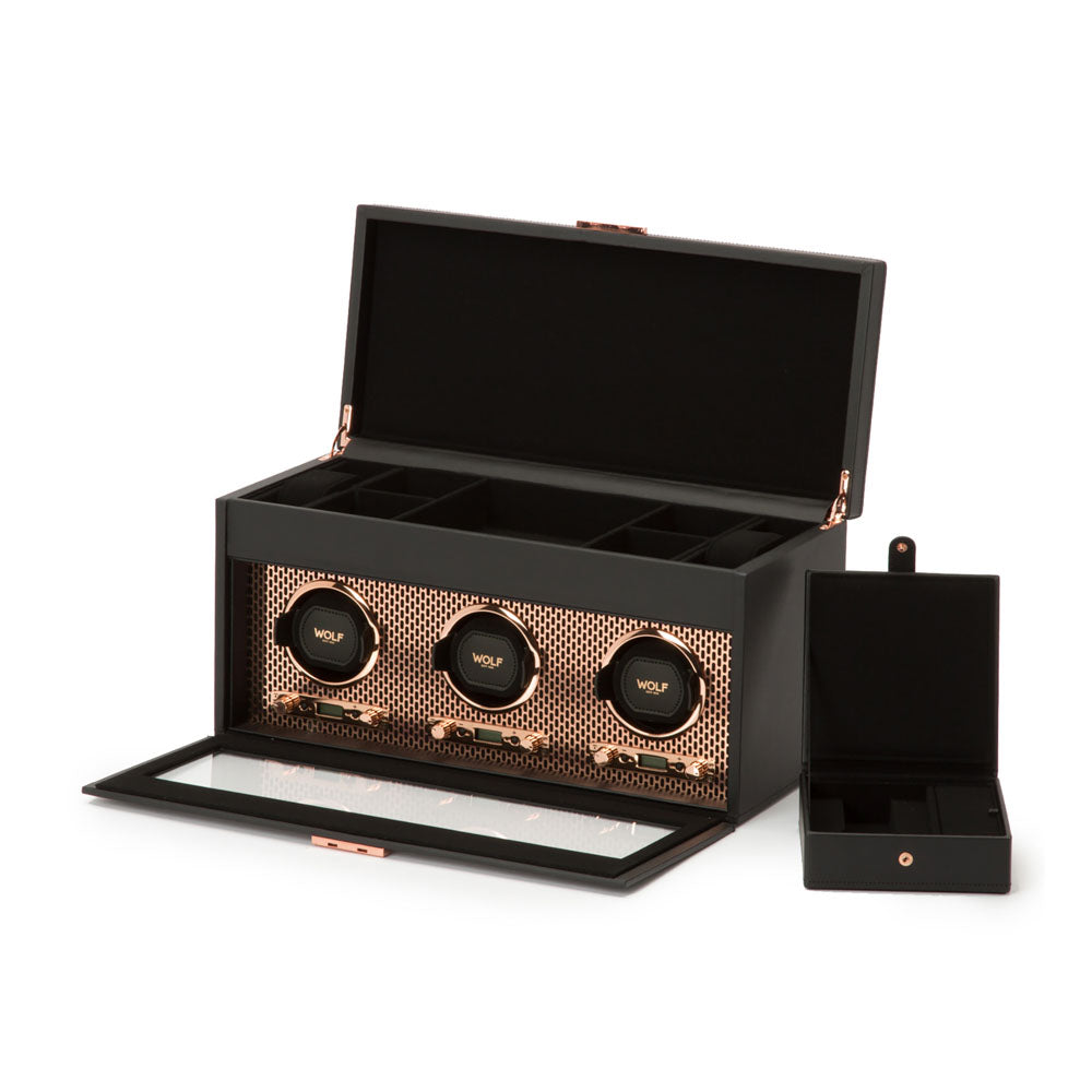 WOLF 1834 Axis Triple Watch Winder with Storage – Copper - Image 4