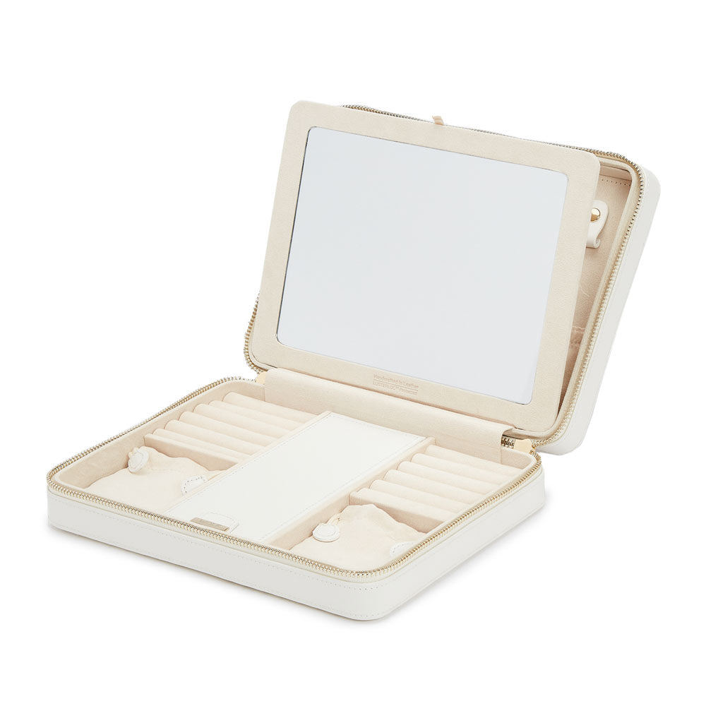 WOLF 1834 Maria Large Zip Case – White Leather Jewelry Travel Case - Image 4