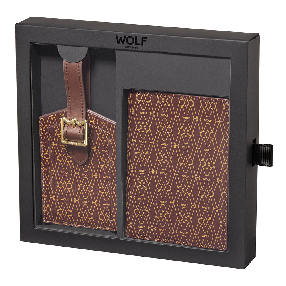 WOLF 1834 Signature Passport & Luggage Tag Gift Set – Brown - Image 1