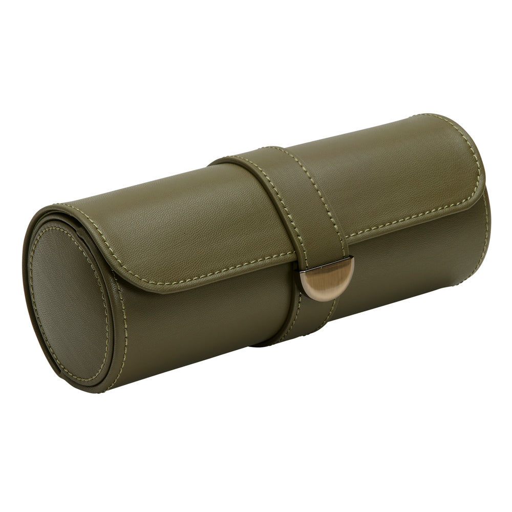 WOLF 1834 Earth Triple Watch Roll – Olive Apple Leather - Image 2