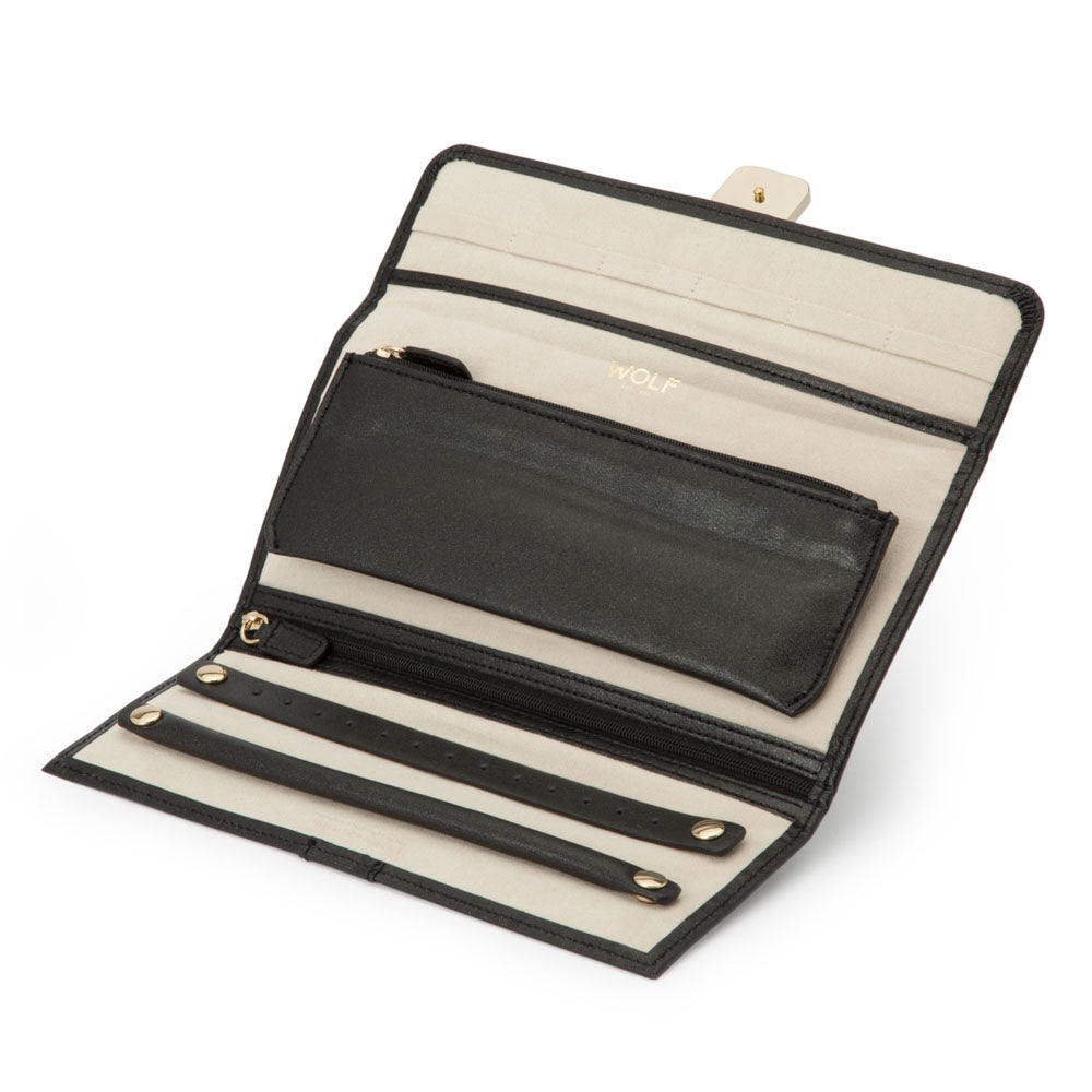WOLF 1834 Palermo Jewelry Roll – Black Anthracite Leather Travel Case - Image 3