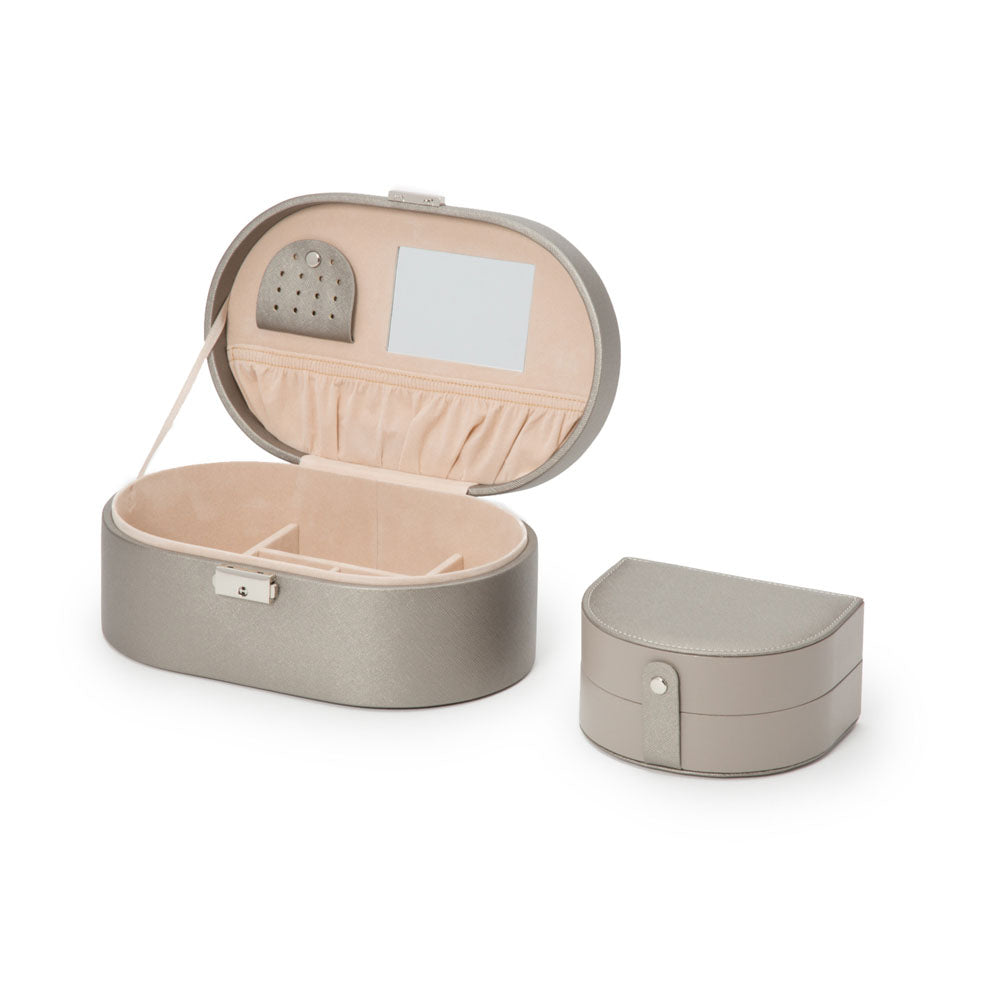 WOLF 1834 Heritage Oval Jewelry Box – Pewter Saffiano - Image 5