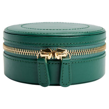 WOLF 1834 Sophia Round Zip Case – Forest Green | Jewelry Travel Case with LusterLoc™ - Image 1