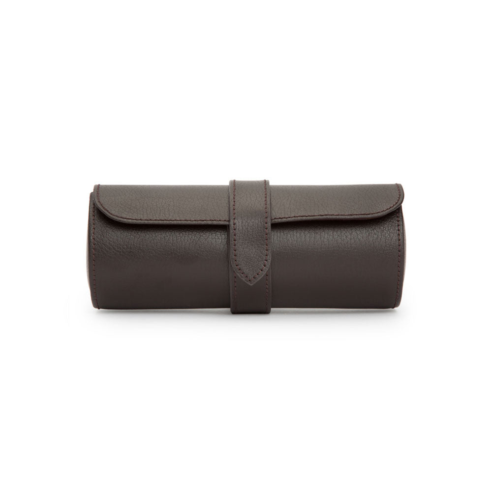 WOLF 1834 Blake Watch Roll with Capsule - Brown, 3-Watch Travel Case - Image 1