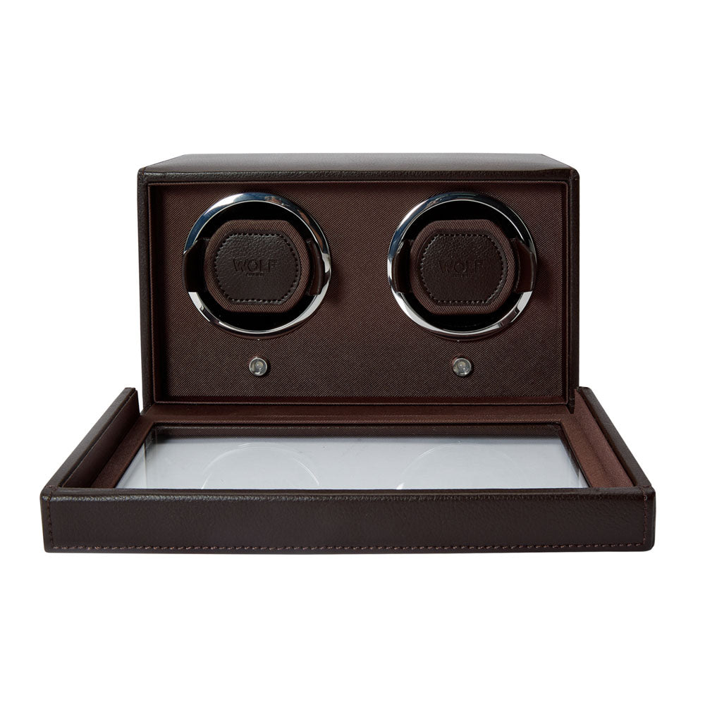 WOLF 1834 Cub Double Watch Winder with Cover – Brown, 2-Piece Capacity - Image 2