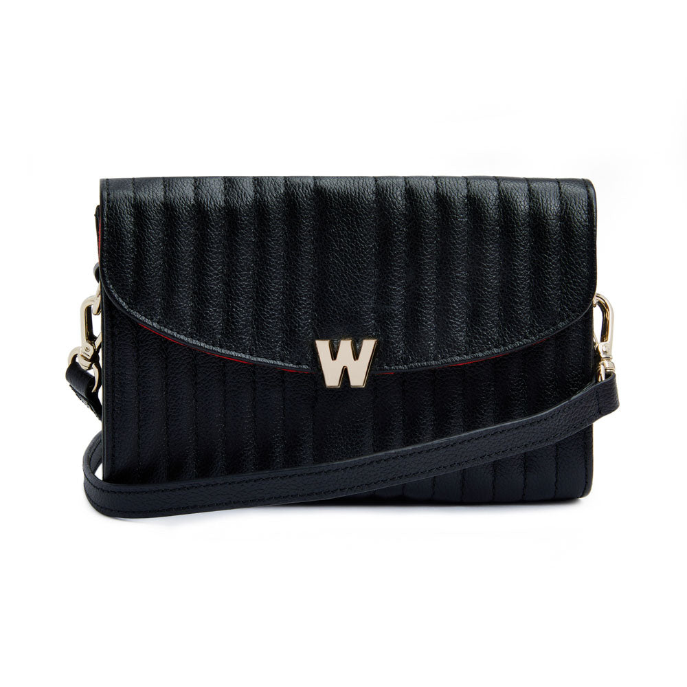 WOLF 1834 Mimi Crossbody Bag with Wristlet – Black Vegan Leather - Image 1
