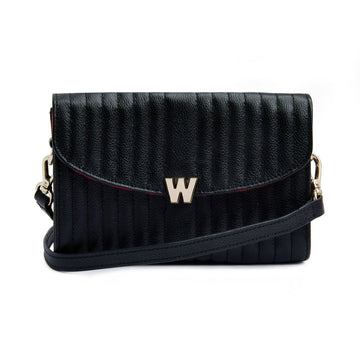 WOLF 1834 Mimi Crossbody Bag with Wristlet – Black Vegan Leather - Image 1