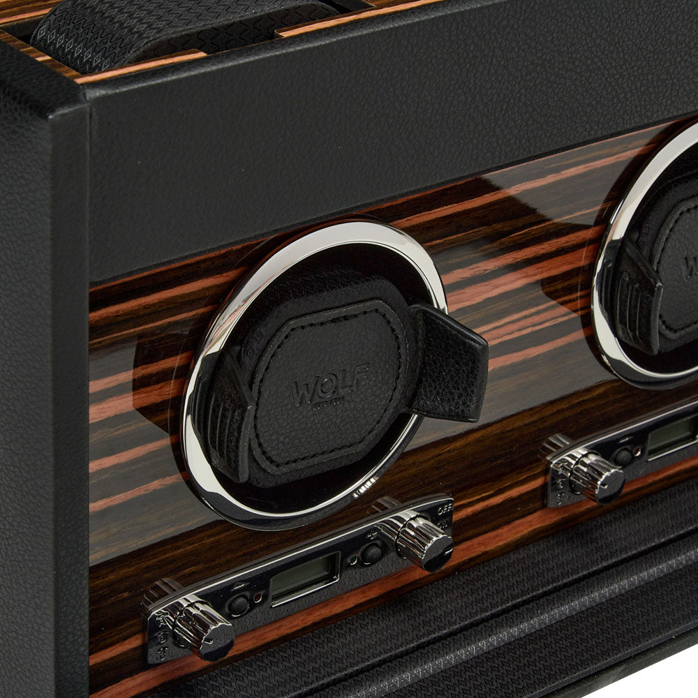WOLF 1834 Roadster Double Watch Winder with Storage – Black Vegan Leather - Image 6