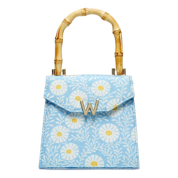 WOLF 1834 Evie Small Bag - Sky Daisy Blue | Fiona Howard Designer Mini Bag - Image 1