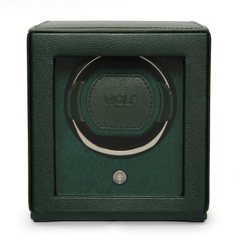 WOLF 1834 Cub Single Watch Winder with Cover - Green - Image 1