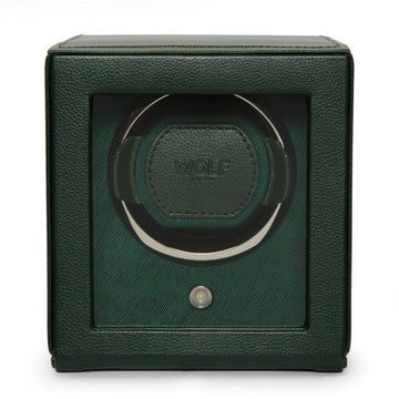 WOLF 1834 Cub Single Watch Winder with Cover - Green - Image 1
