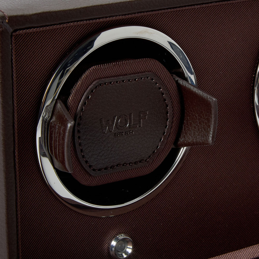 WOLF 1834 Cub Double Watch Winder with Cover – Brown, 2-Piece Capacity - Image 4
