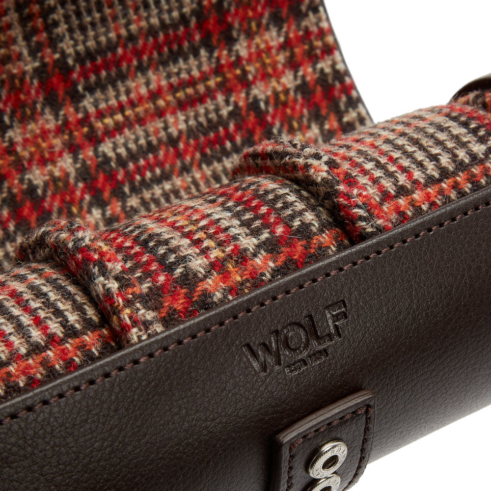 WOLF 1834 x WM Brown Watch Roll with Cigar Case – 3 Watch Capacity, Brown Leather & Negroni Tweed - Image 6