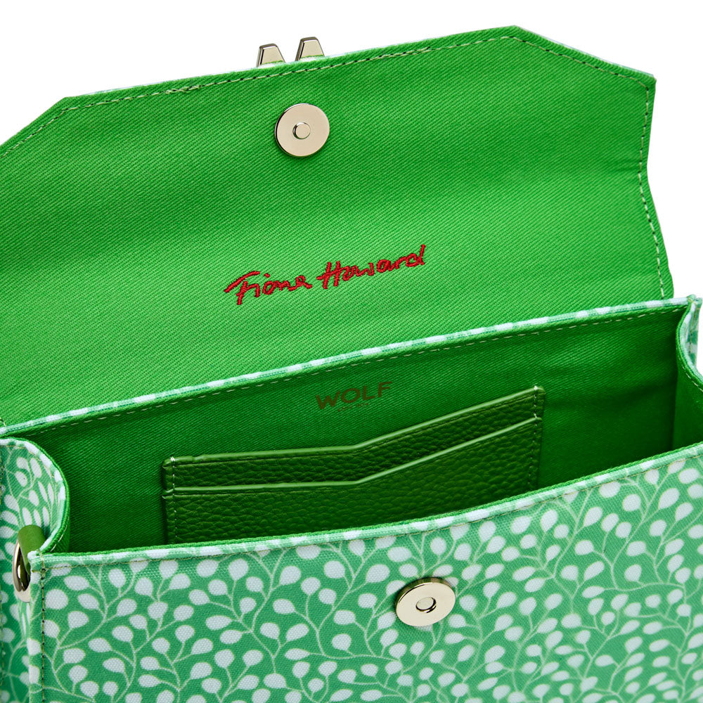 WOLF 1834 Evie Large Bag – Green Leaves Hand-Printed Crossbody - Image 5