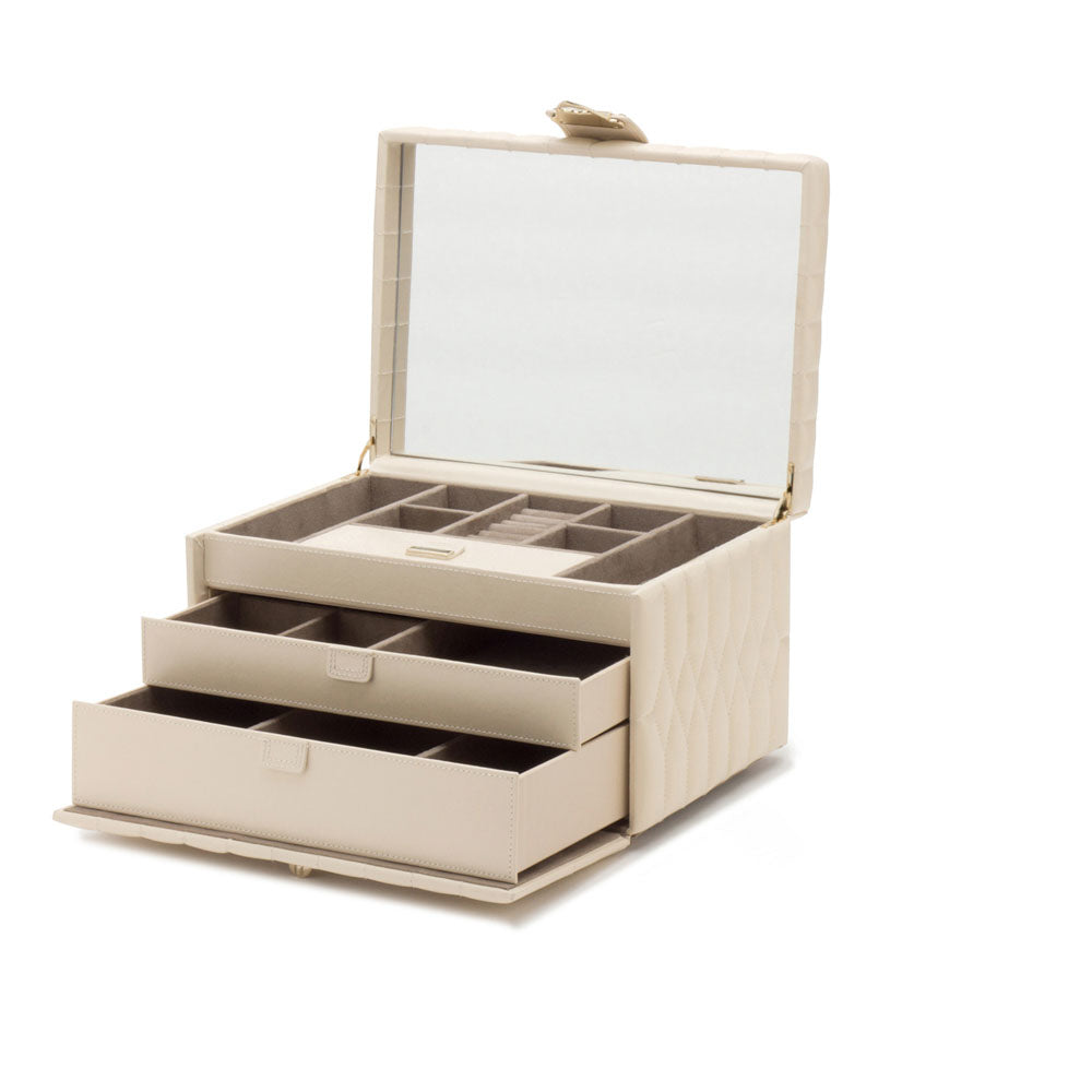 WOLF 1834 Caroline Medium Jewelry Case – Ivory, 15 Compartments with Travel Case - Image 3