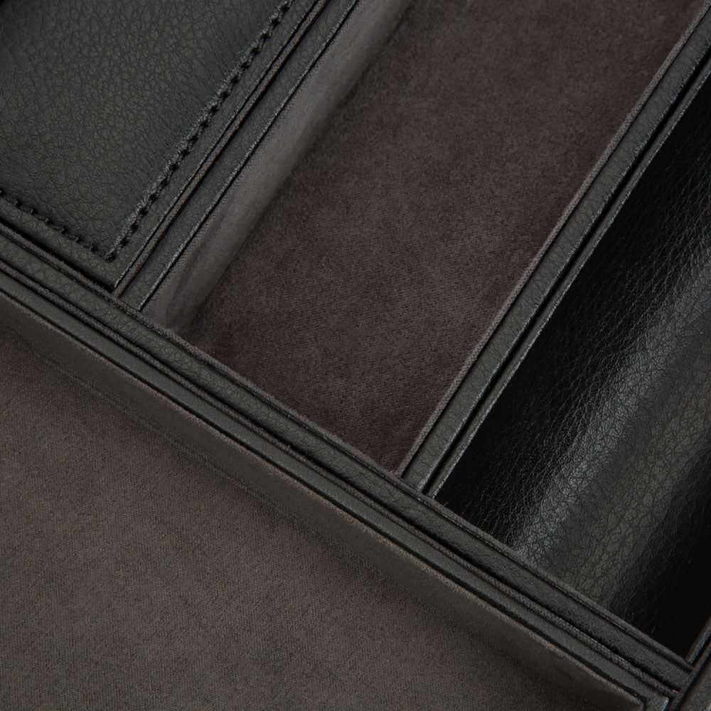 WOLF 1834 Blake Valet Tray with Watch Cuff – Black/Grey Leather Organizer - Image 4