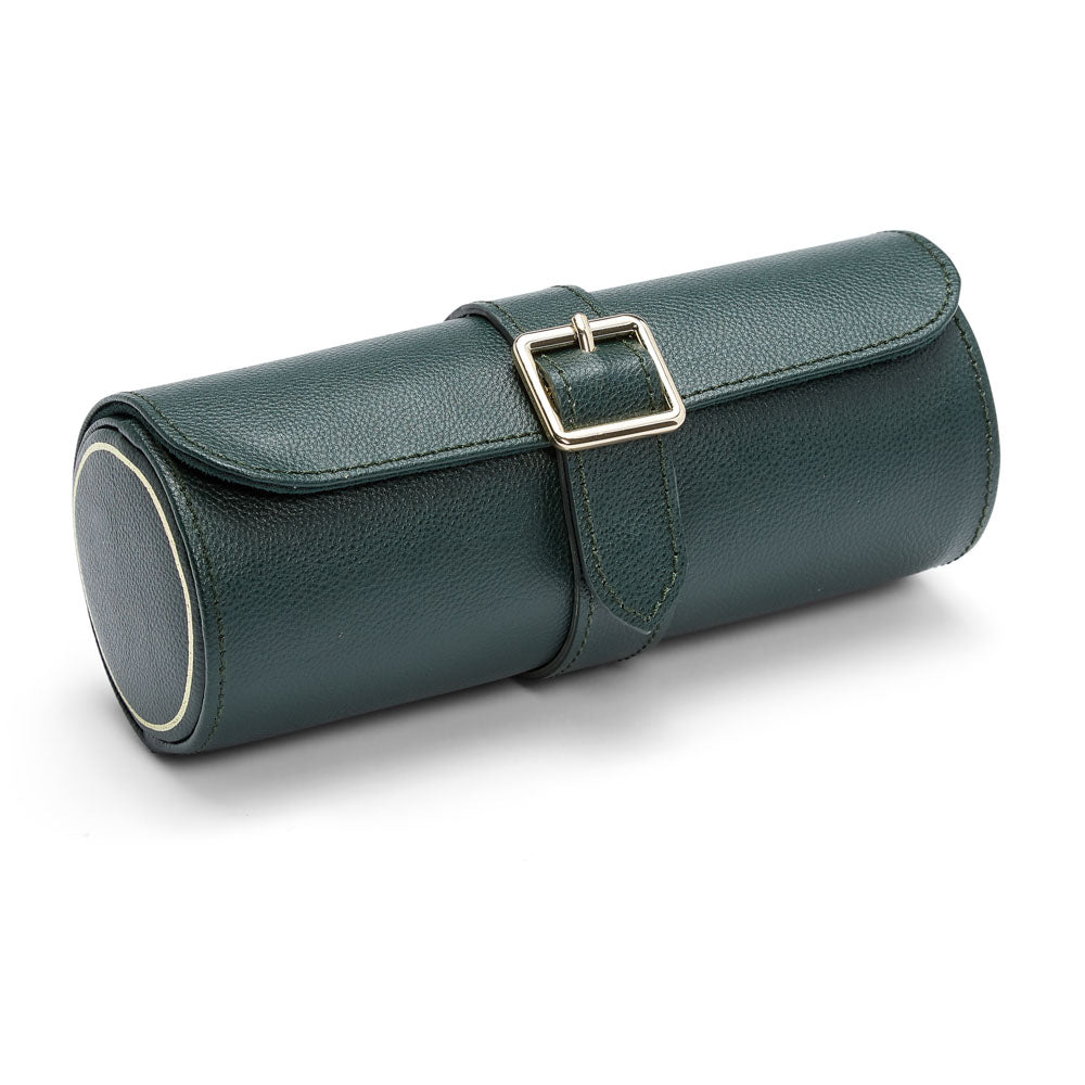 WOLF 1834 British Racing Triple Watch Roll – Green, 3‑Watch Travel Case with Hidden Jewelry Capsule - Image 2