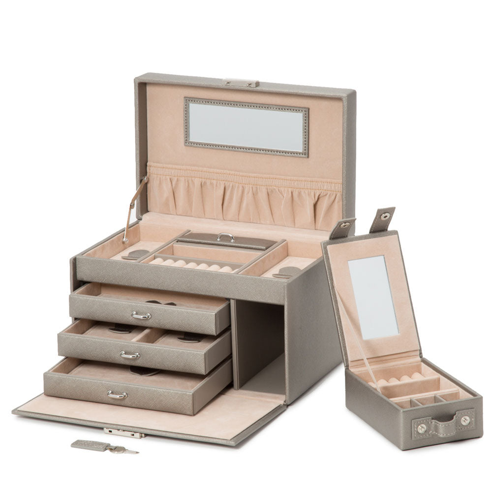 WOLF 1834 Heritage Small Jewelry Box - Pewter Saffiano - Image 4
