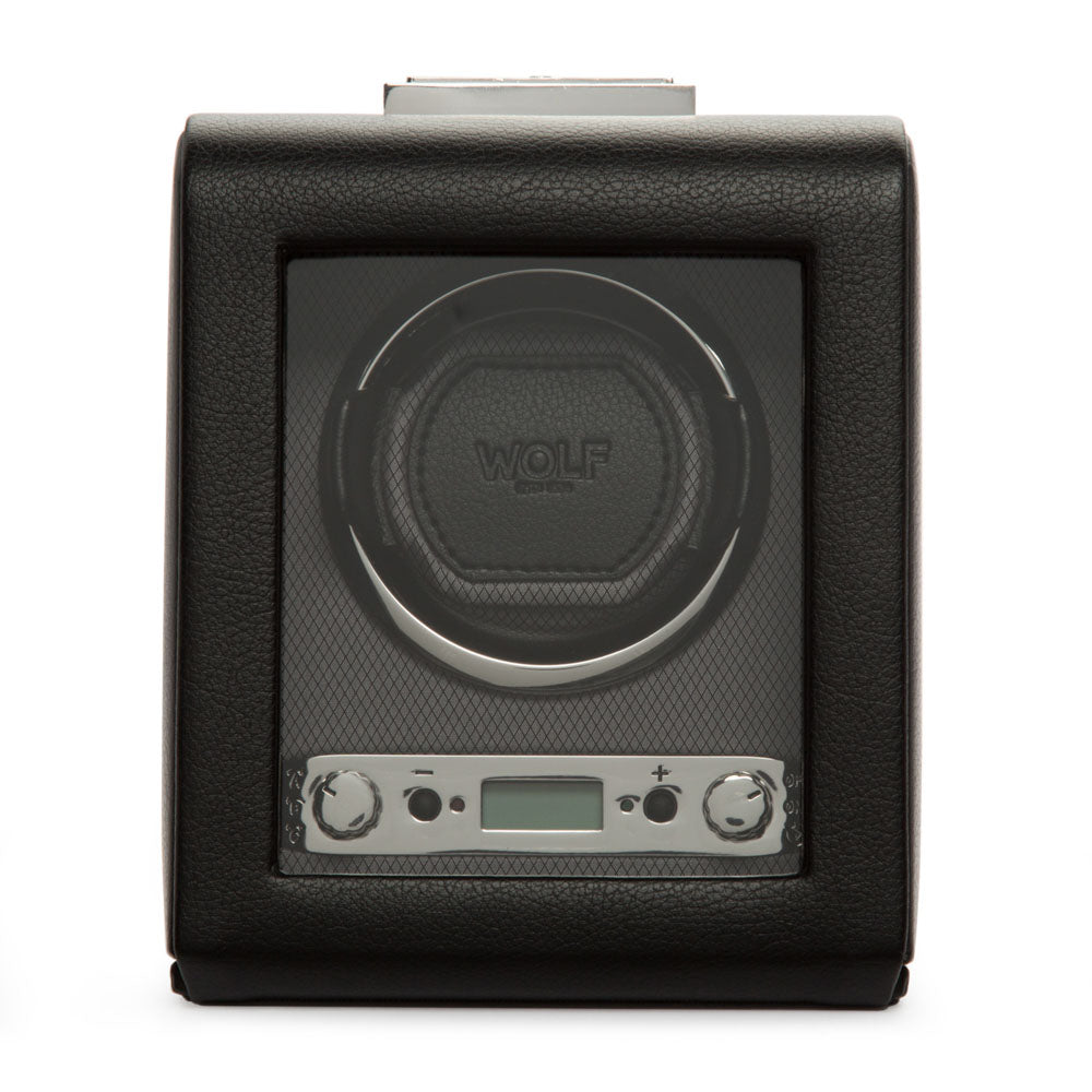 WOLF 1834 Classic Single Watch Winder – Black Vegan Leather - Image 1