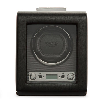 WOLF 1834 Classic Single Watch Winder – Black Vegan Leather - Image 1