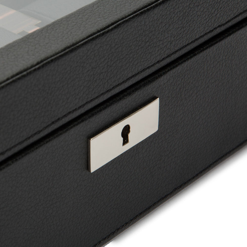 WOLF 1834 Roadster 15-Piece Watch Box – Black Vegan Leather with Ebony Macassar Wood - Image 5