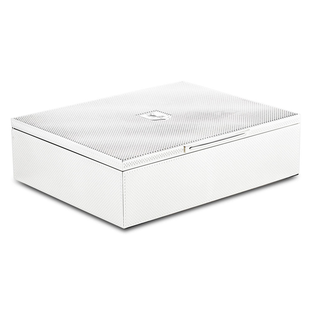 WOLF 1834 Silver Medium Watch, Jewelry & Legacy Box – Silver-Plated Engine-Turned, Ultrasuede LusterLoc™ Lining - Image 2