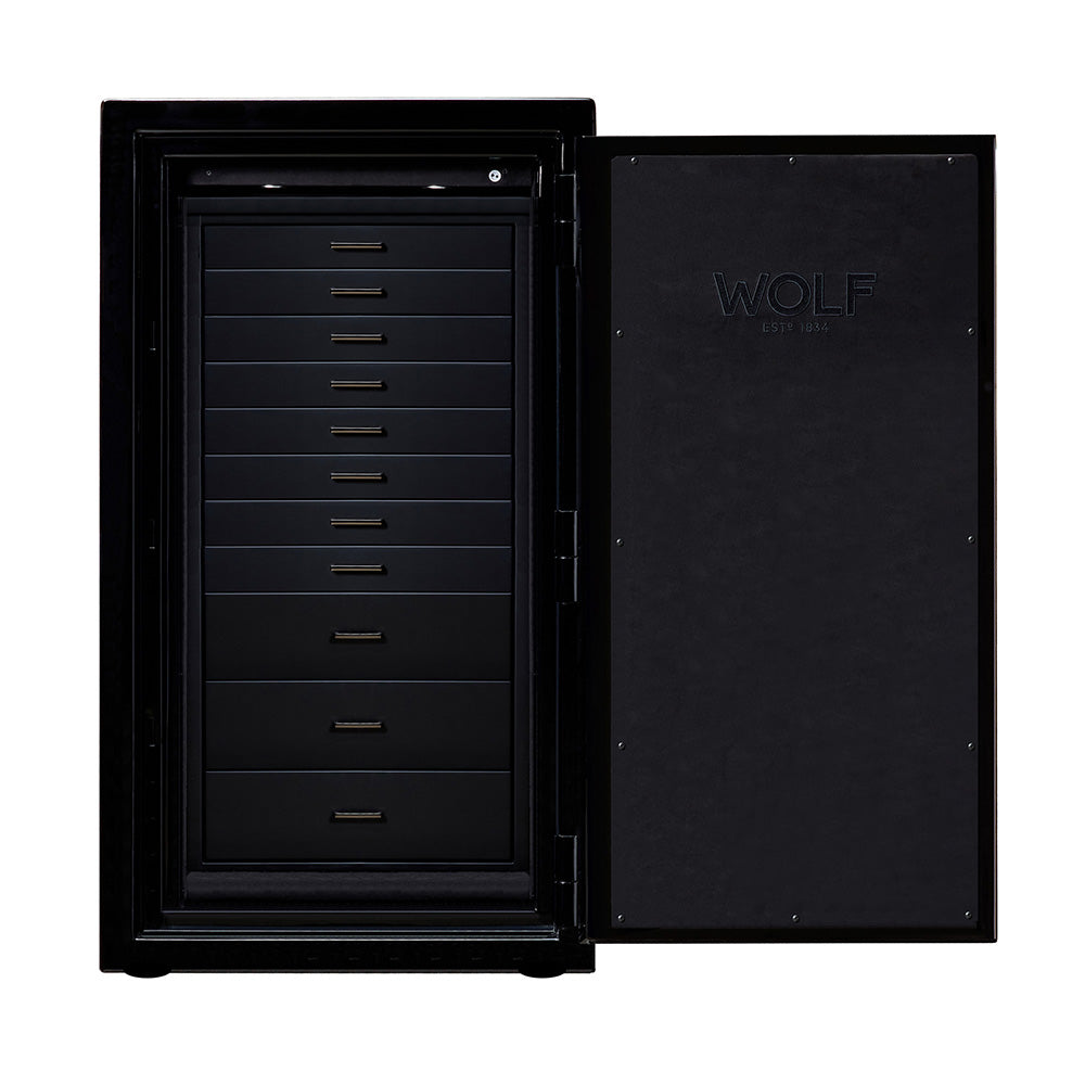 WOLF 1834 Atlas Watch & Jewelry Safe - Onyx/Gunmetal (11 Drawers, 30 Watch Capacity) - Image 2