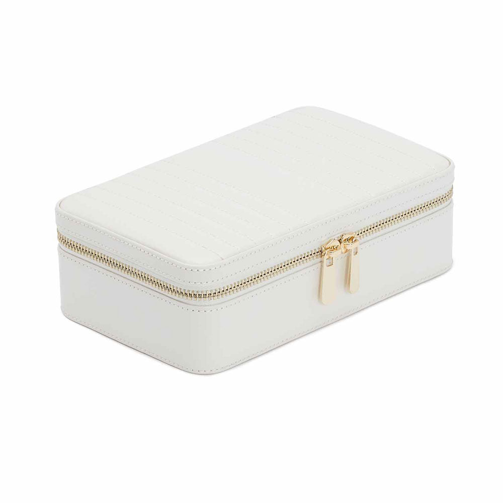 WOLF 1834 Maria Medium Zip Case - White Leather Jewelry Travel Case - Image 2
