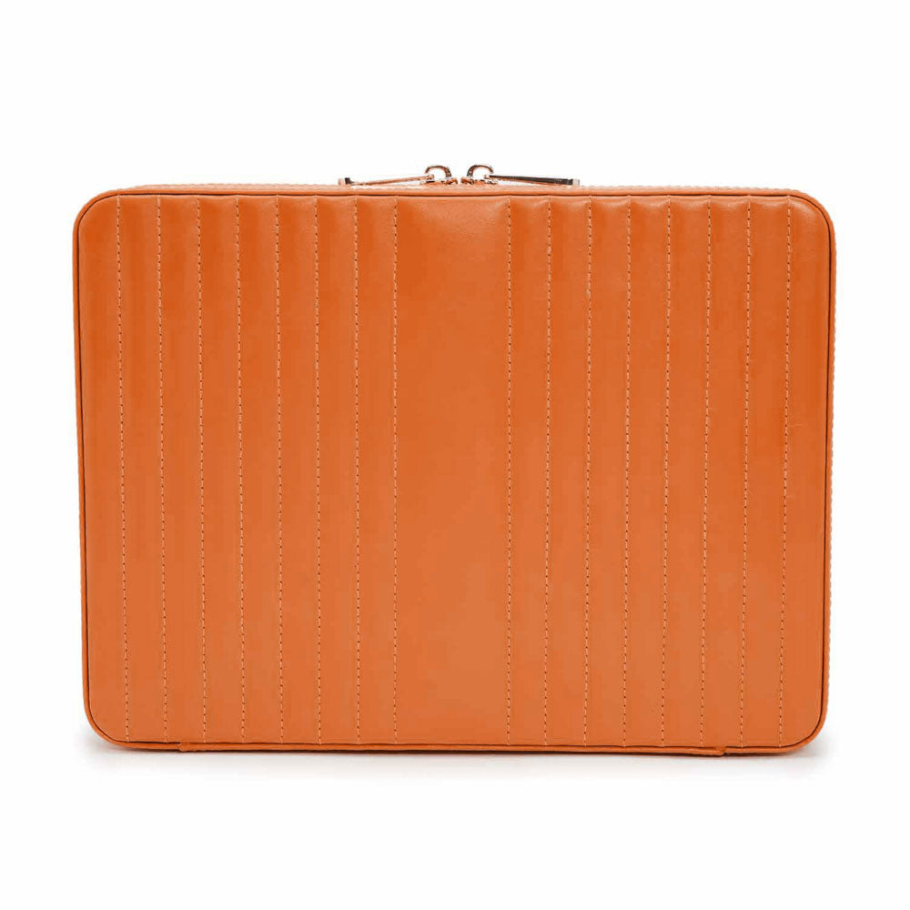 WOLF 1834 Maria Large Zip Case – Tangerine Leather Jewelry Travel Case - Image 3