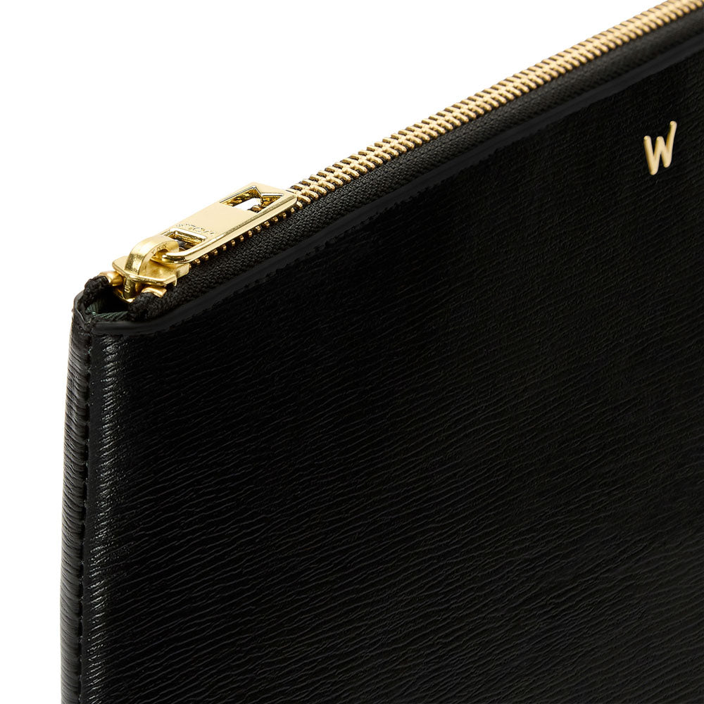 WOLF 1834 W Laptop Sleeve - Black Embossed Leather with RFID Protection (13") - Image 3