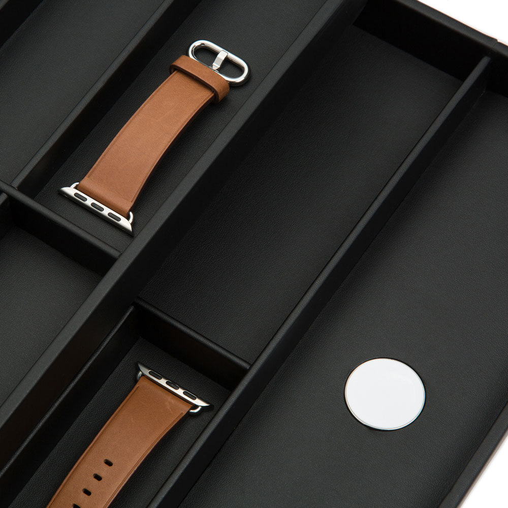 WOLF 1834 Watch Valet with Strap Tray for Apple Watch – Black, 10 Strap Compartments - Image 3