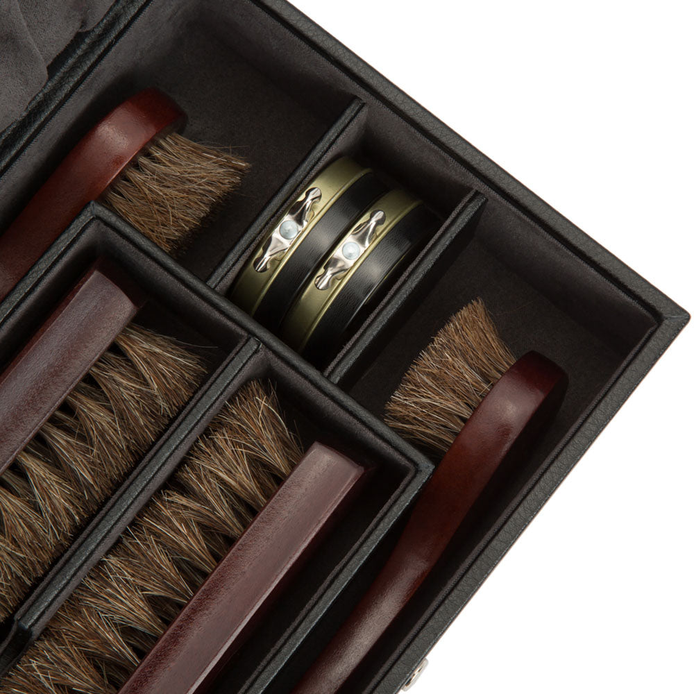 WOLF 1834 Blake Shoe Shine Kit – Black/Grey Leather Travel Case - Image 5