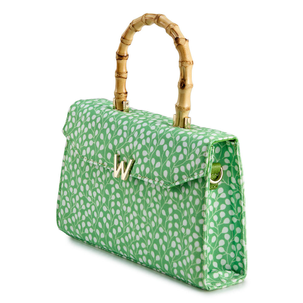 WOLF 1834 Evie Large Bag – Green Leaves Hand-Printed Crossbody - Image 2