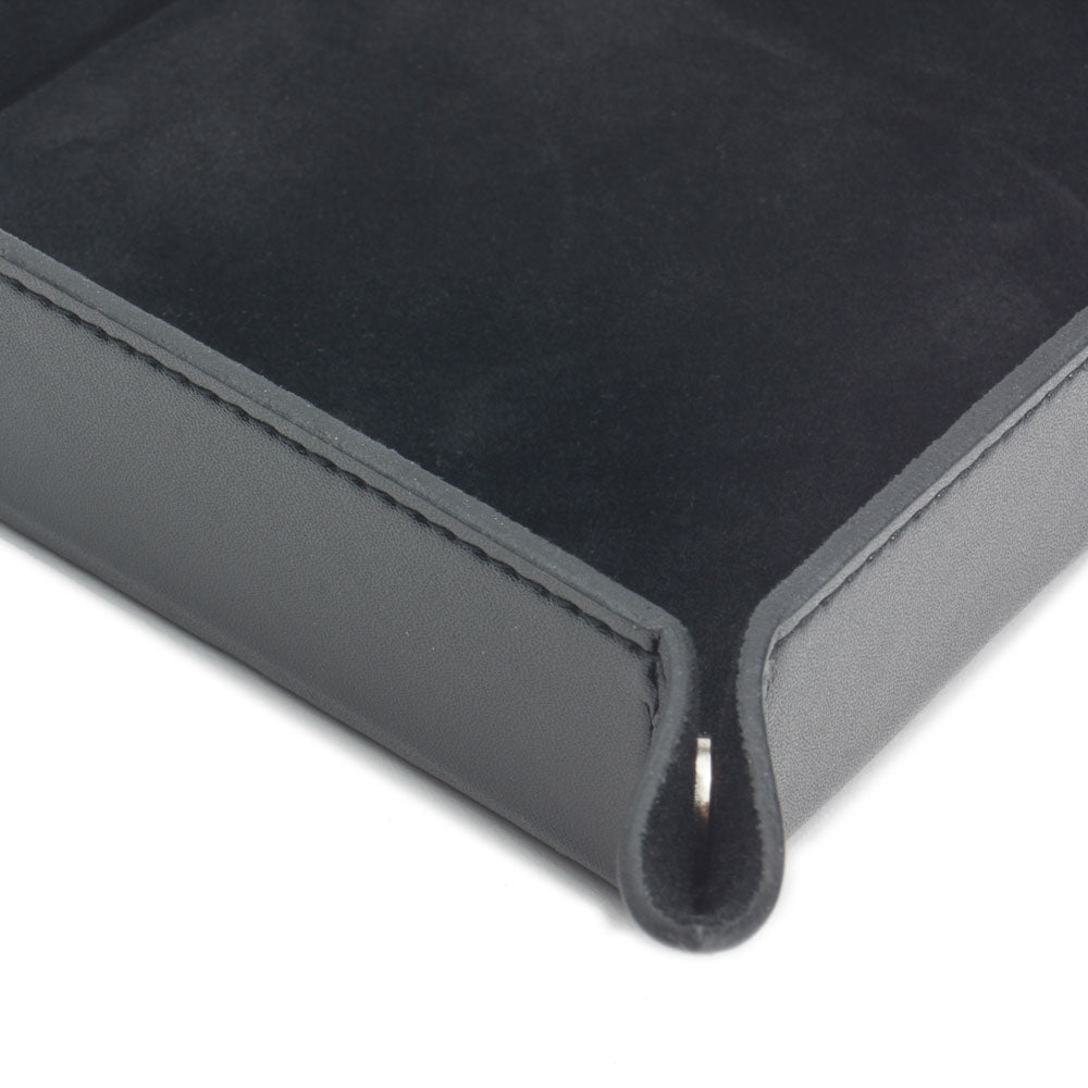 WOLF 1834 Heritage Coin Tray - Black Faux Leather with Chrome Hardware - Image 3