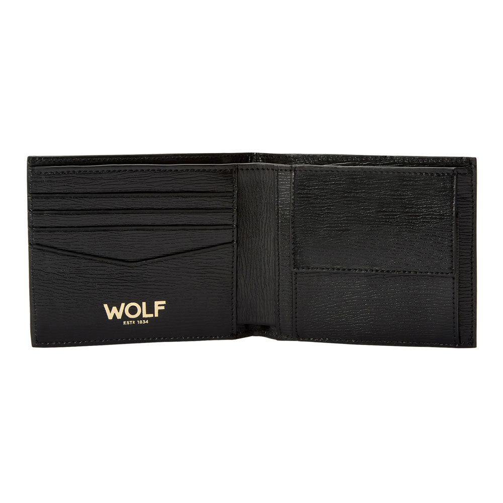 WOLF 1834 W Billfold & Coin Wallet – Black Embossed Leather with RFID Protection - Image 3