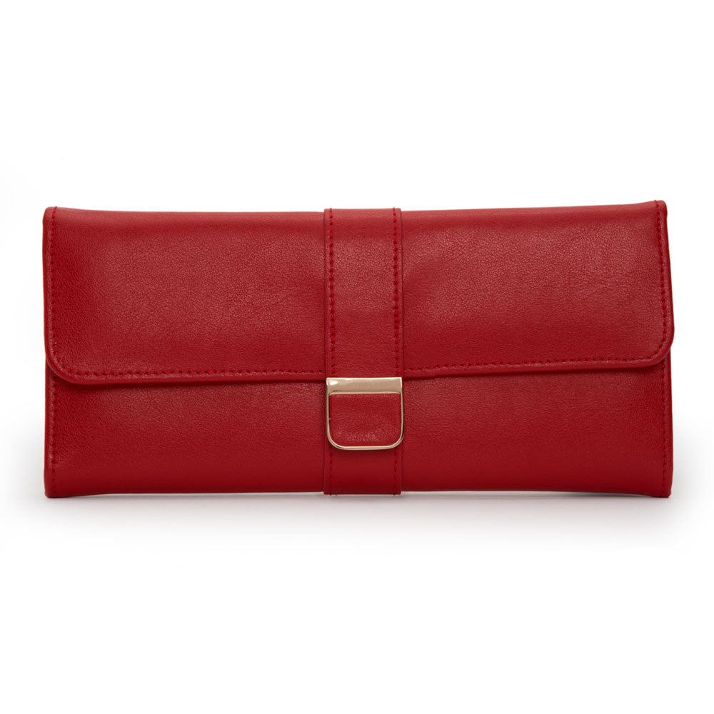 WOLF 1834 Palermo Jewelry Roll – Red Leather Travel Case with LusterLoc™ Anti-Tarnish Lining - Image 1