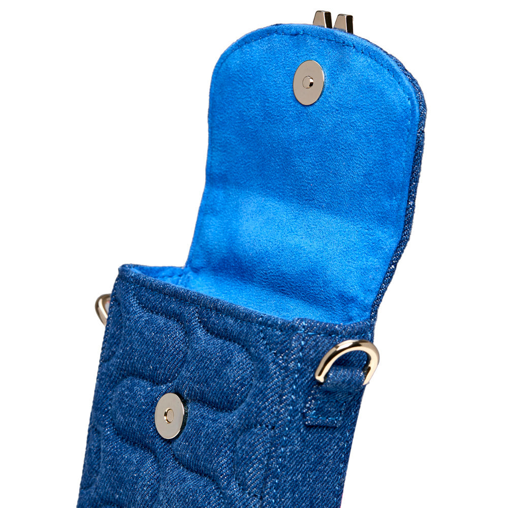 WOLF 1834 Mimi Swirl Phone Bag – Denim Ultrasuede Crossbody with Scarf - Image 4