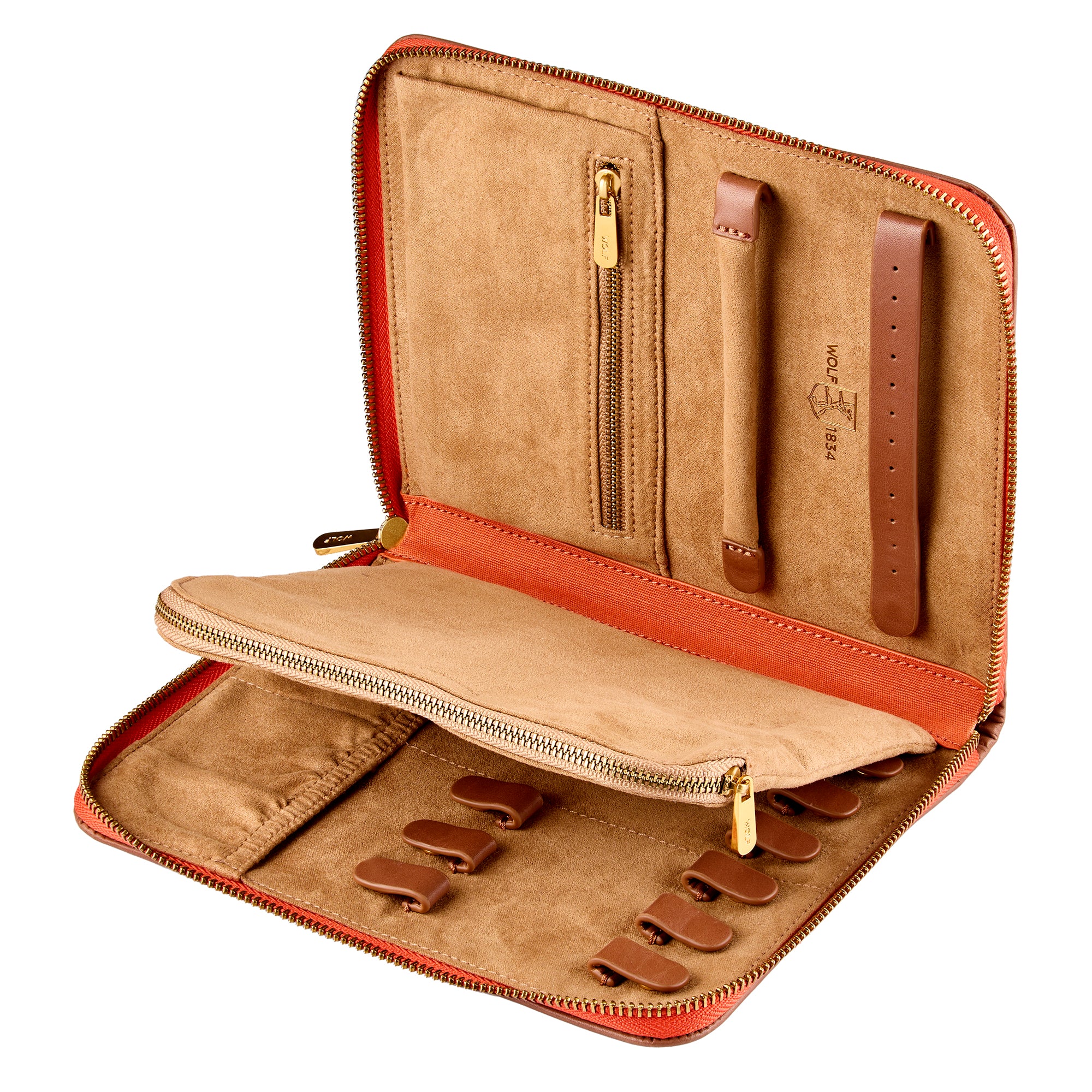 WOLF 1834 Ida Travel Zip Jewelry Portfolio - Orange - Image 3