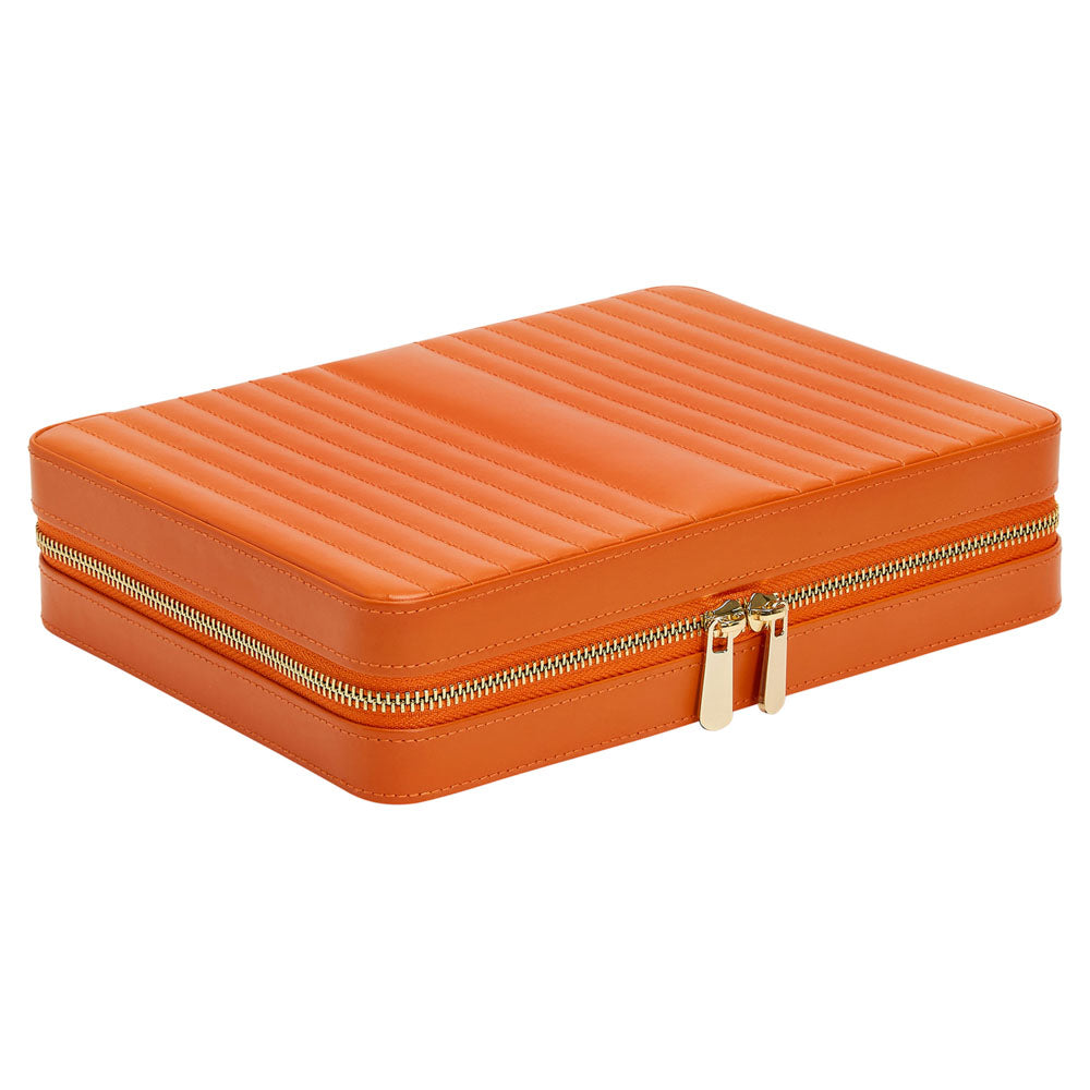 WOLF 1834 Maria Large Zip Case – Tangerine Leather Jewelry Travel Case - Image 2