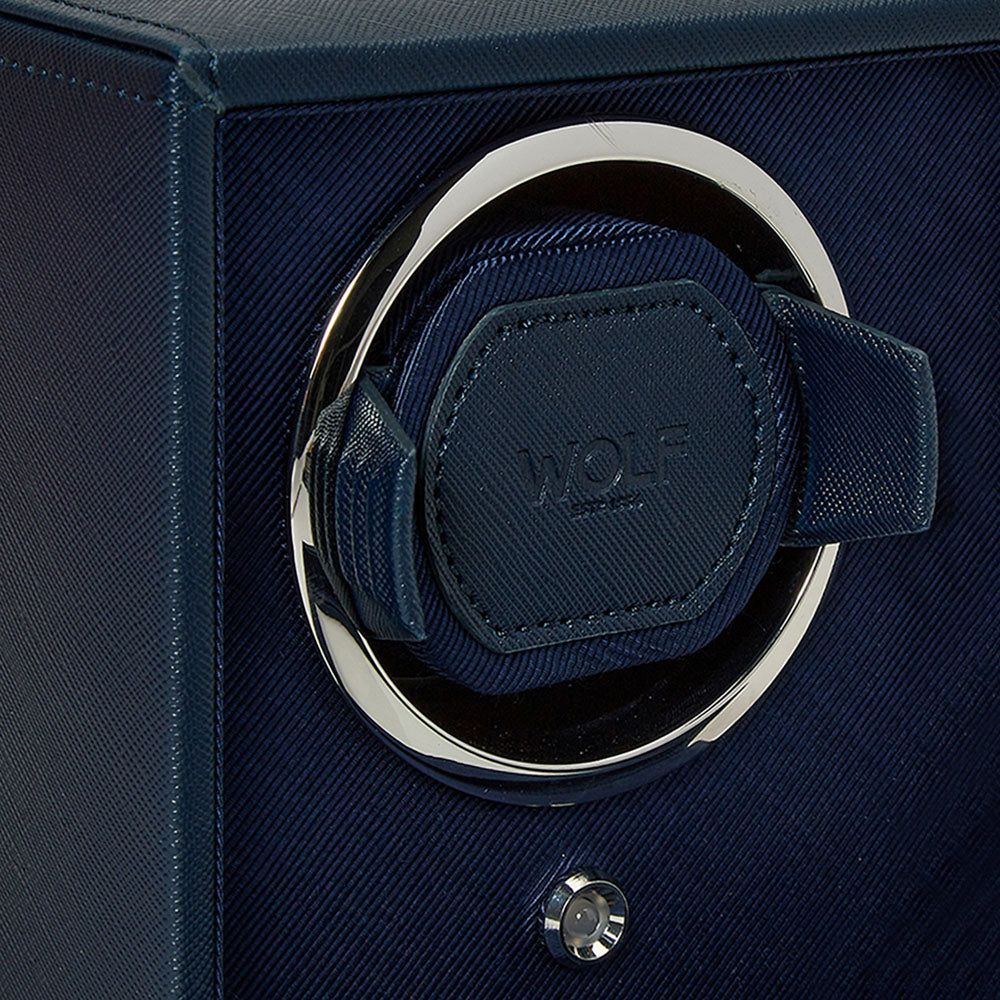 WOLF 1834 Cub Double Watch Winder with Cover - Navy | 2-Piece Capacity - Image 4