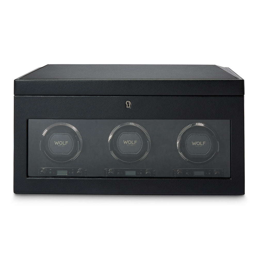 WOLF 1834 British Racing Triple Watch Winder with Storage – Black - Image 1