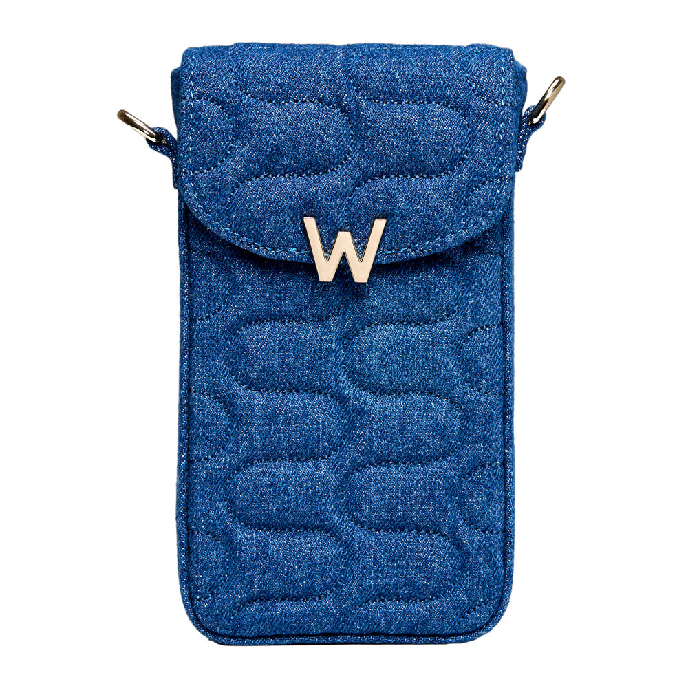WOLF 1834 Mimi Swirl Phone Bag – Denim Ultrasuede Crossbody with Scarf - Image 1